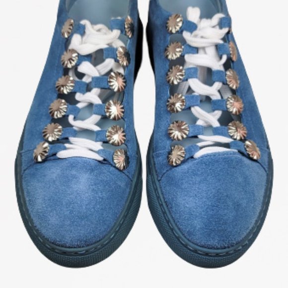 Toga Pulla Lace-up Light Blue Suede Sneakers - Size 39 - Picture 2 of 12